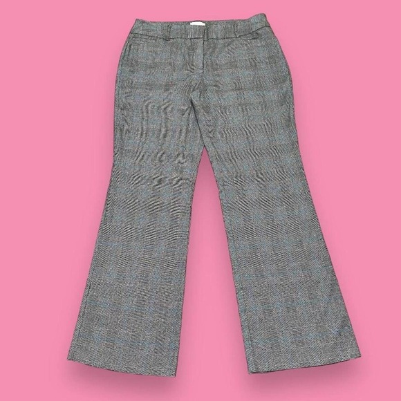 New York & Company Stretch Y2k Grey and Blue Plaid Bootcut Pants Size 12 - Picture 1 of 3